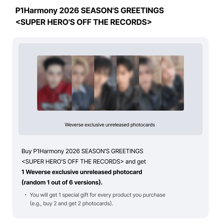 P1Harmony Season'S Greetings 2026 POB Weverse