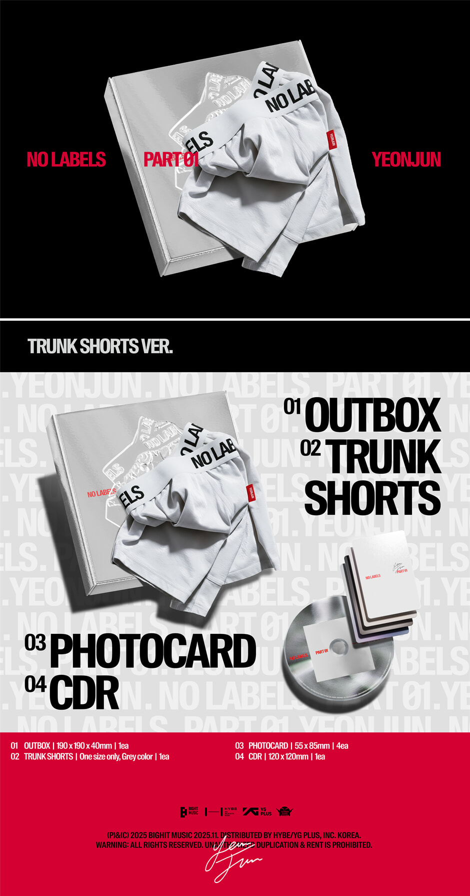 YEONJUN NO LABELS PT01 TRUNK SHORTS