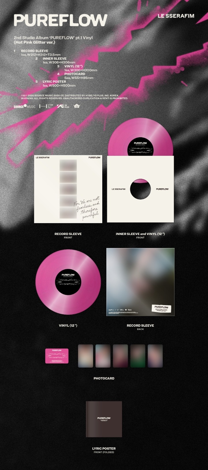 LE SSERAFIM - PUREFLOW pt.1 (Hot Pink Glitter ver.)