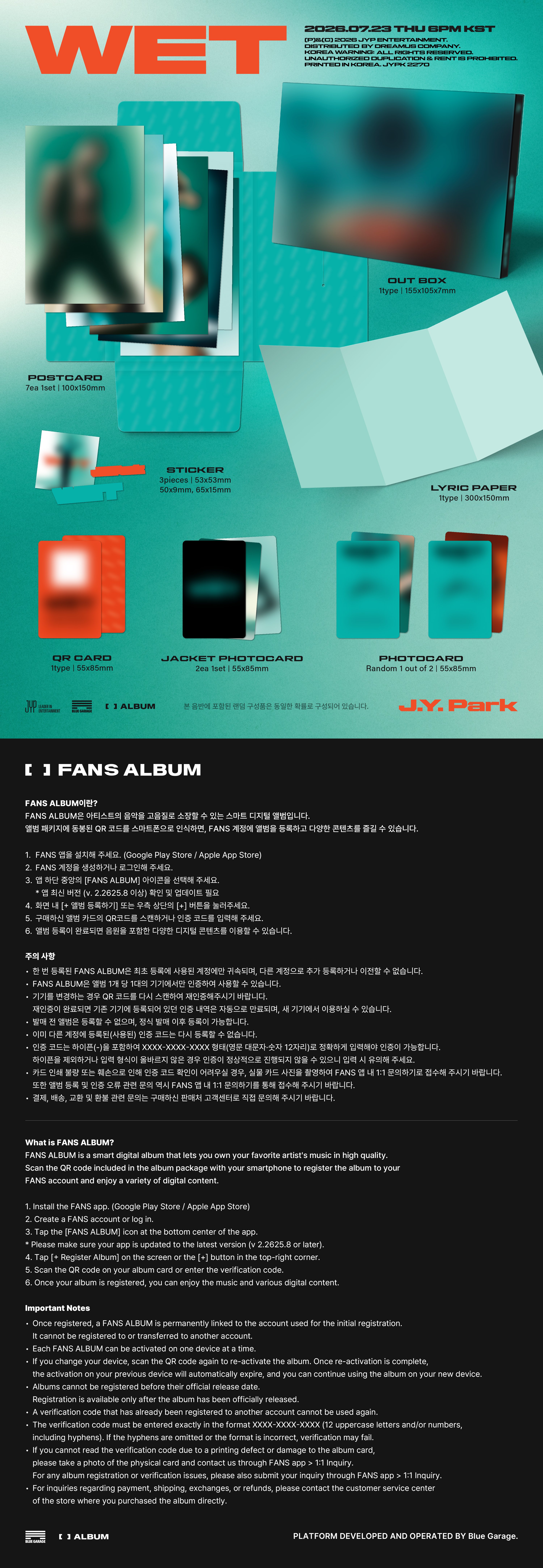 J.Y. Park - WET (Platform FANS ALBUM ver.)