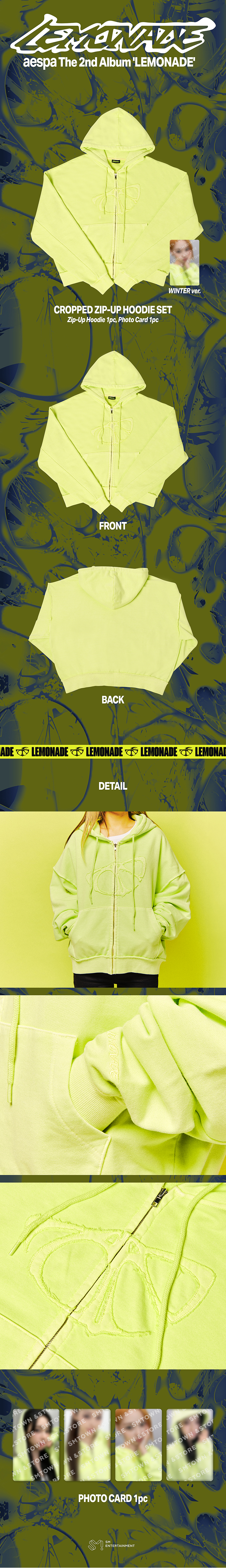 2026 aespa WEEK MAKE IT LEMONADE MD CROPPED ZIP UP HOODIE SET