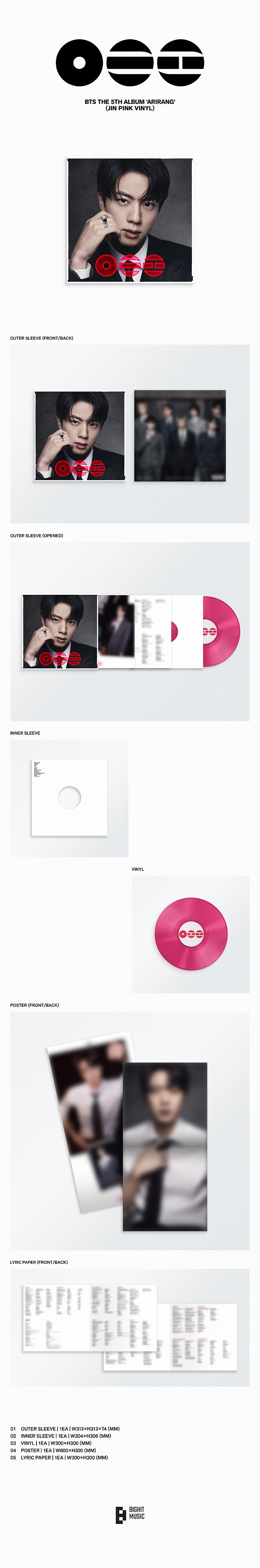 BTS ARIRANG VINYL Standard Jin
