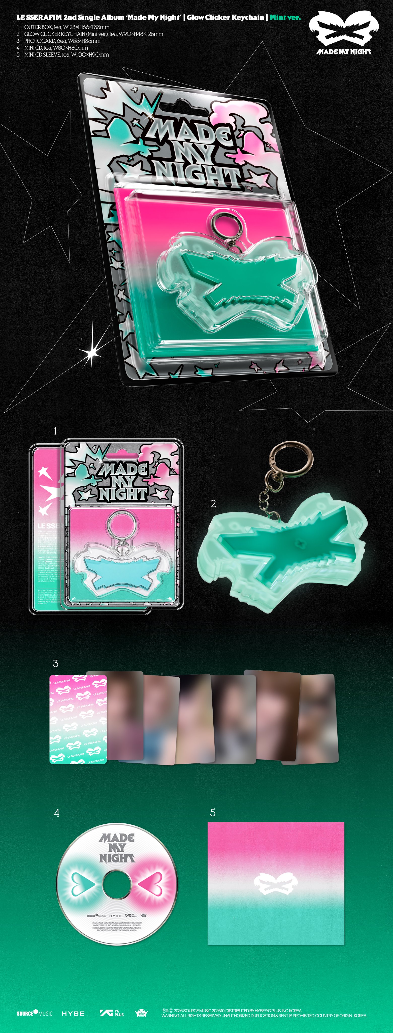 LE SSERAFIM - Made My Night (Glow Clicker Keychain ver. MINT)