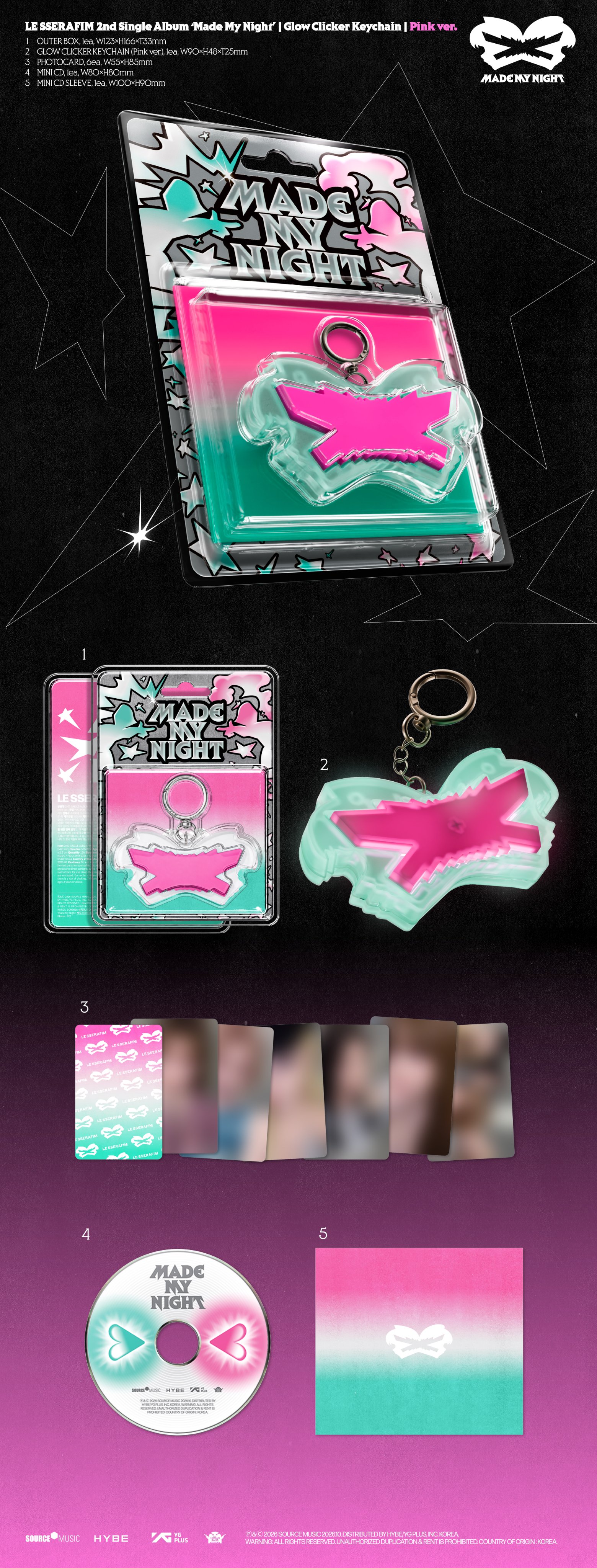 LE SSERAFIM - Made My Night (Glow Clicker Keychain PINK ver.)
